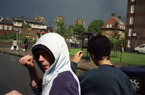 G.B. ENGLAND. London. Boys who have been excluded from school, residents of Lambeth Walk, wander around th
